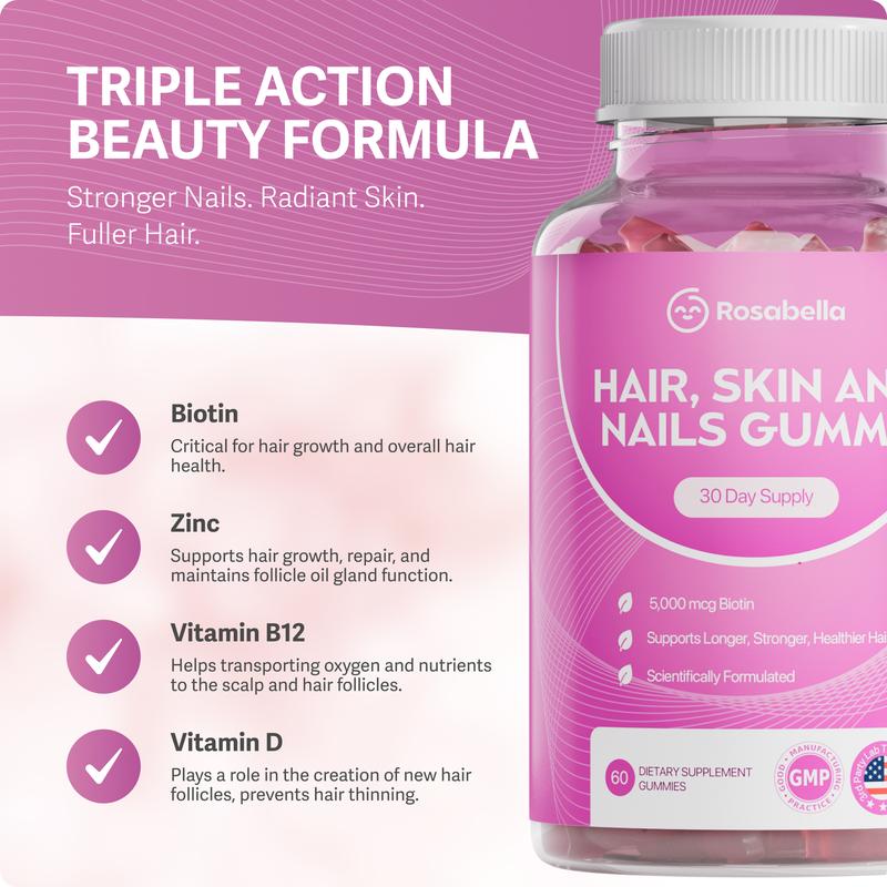 Hair, Skin, & Nails Gummies for Women & Men | #1 Advanced Formula | Fuller & Thicker Hair