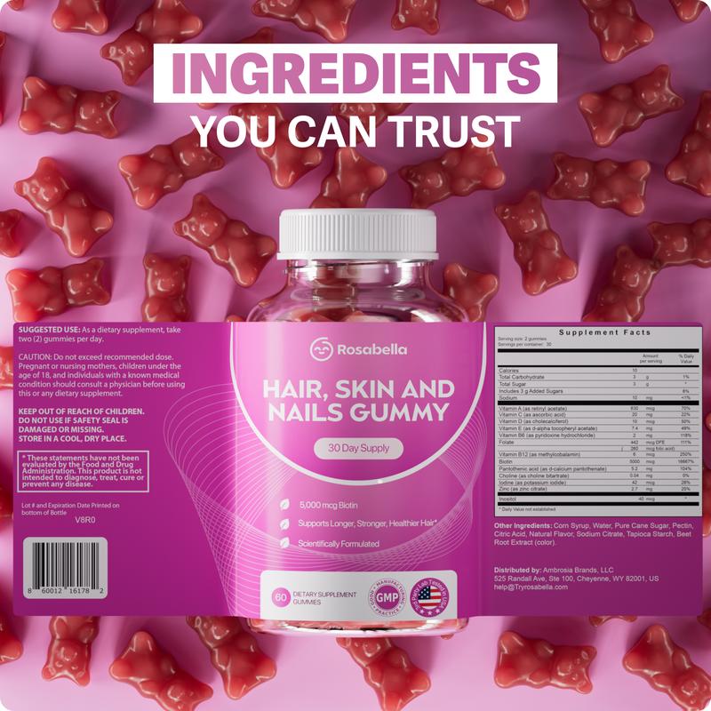 Hair, Skin, & Nails Gummies for Women & Men | #1 Advanced Formula | Fuller & Thicker Hair