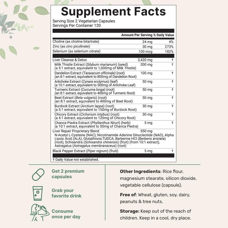 Liver Detox Supplement | Advanced Formula #1 | Cleanse & Wellness Boost | Get Rid of Toxins | 120day supply