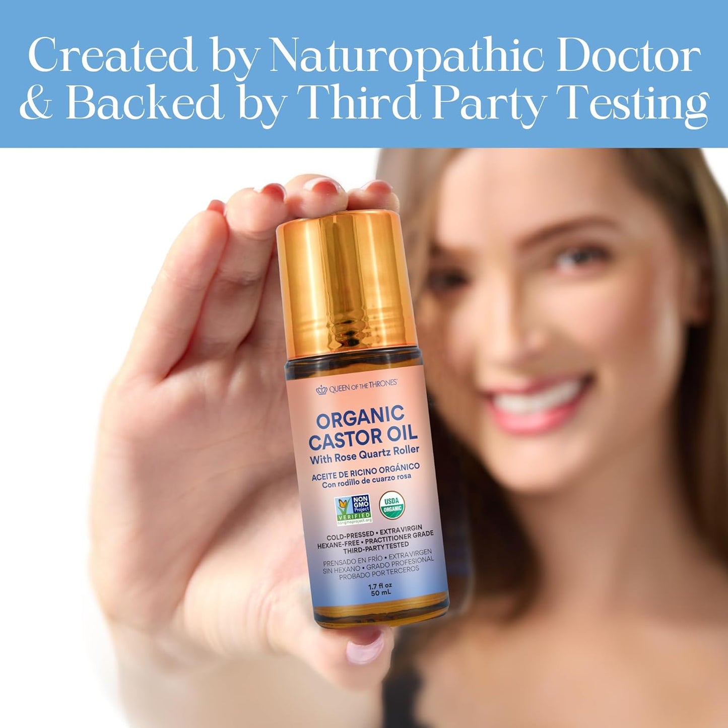 Organic Castor Oil Roll-On | #1 Best-Selling | 100% Pure for Skin, Brows & Lashes