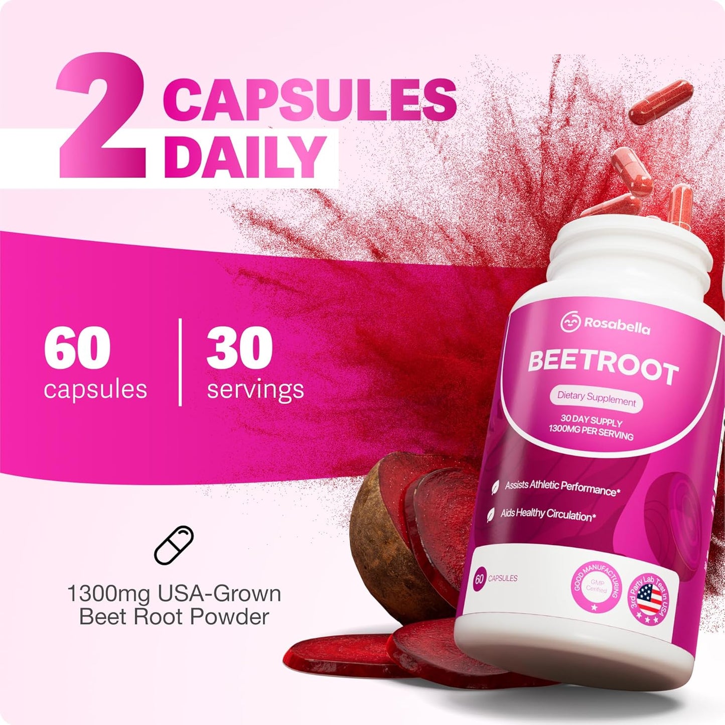Organic Beet Root Capsules™ – Non-GMO, #1 Selling Lab-Tested Beet Supplement - 60 Capsules, 30-Day Supply