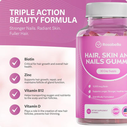 Hair, Skin, & Nails Gummies for Women & Men | #1 Advanced Formula | Fuller & Thicker Hair