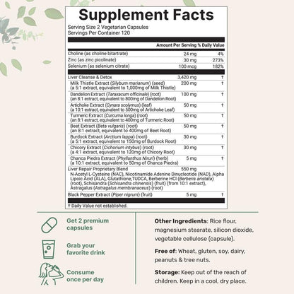 Liver Detox Supplement | Advanced Formula #1 | Cleanse & Wellness Boost | Get Rid of Toxins | 120day supply