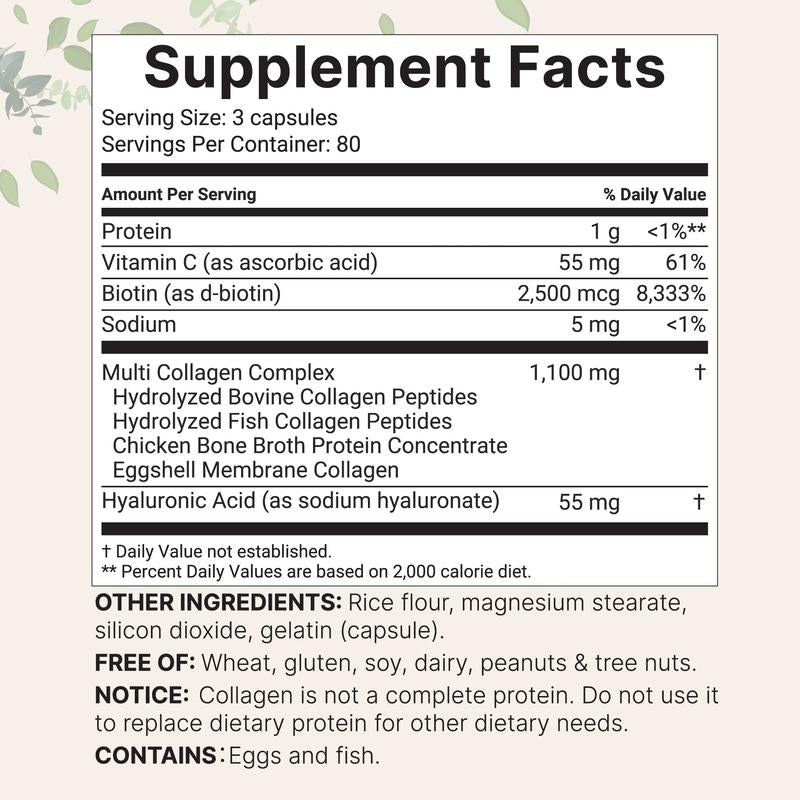 Multi-Collagen Complex Supplement | #1 Selling Collagen Capsule Supplement | Supports Hair, Skin, Nails, & Joints