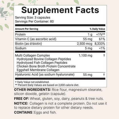 Multi-Collagen Complex Supplement | #1 Selling Collagen Capsule Supplement | Supports Hair, Skin, Nails, & Joints