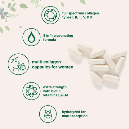 Multi-Collagen Complex Supplement | #1 Selling Collagen Capsule Supplement | Supports Hair, Skin, Nails, & Joints